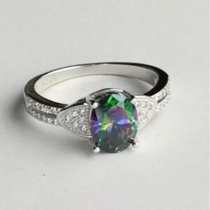 NEW Sterling silver Mystic Topaz cz ring size  8